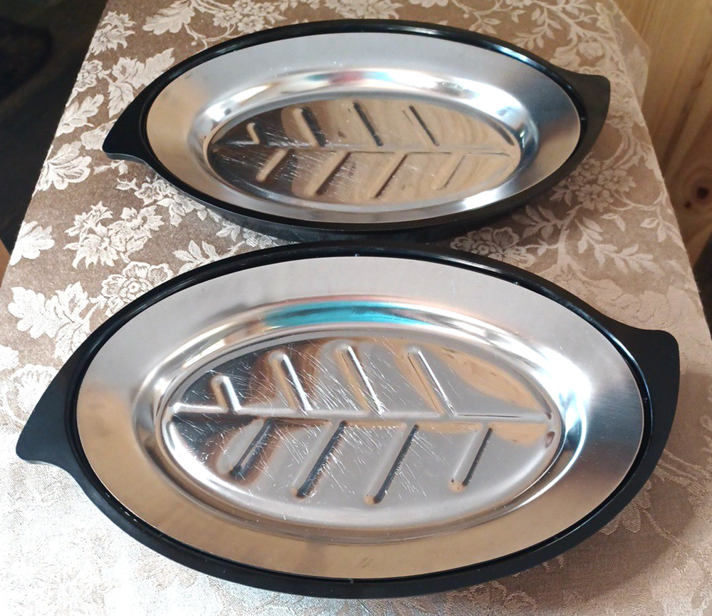 VTG 2 Nordic Ware Oval Large Heavy Serving Platters 15x9 Set #1112 USA